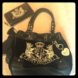Juicy Couture Black Velvet handbag & wallet